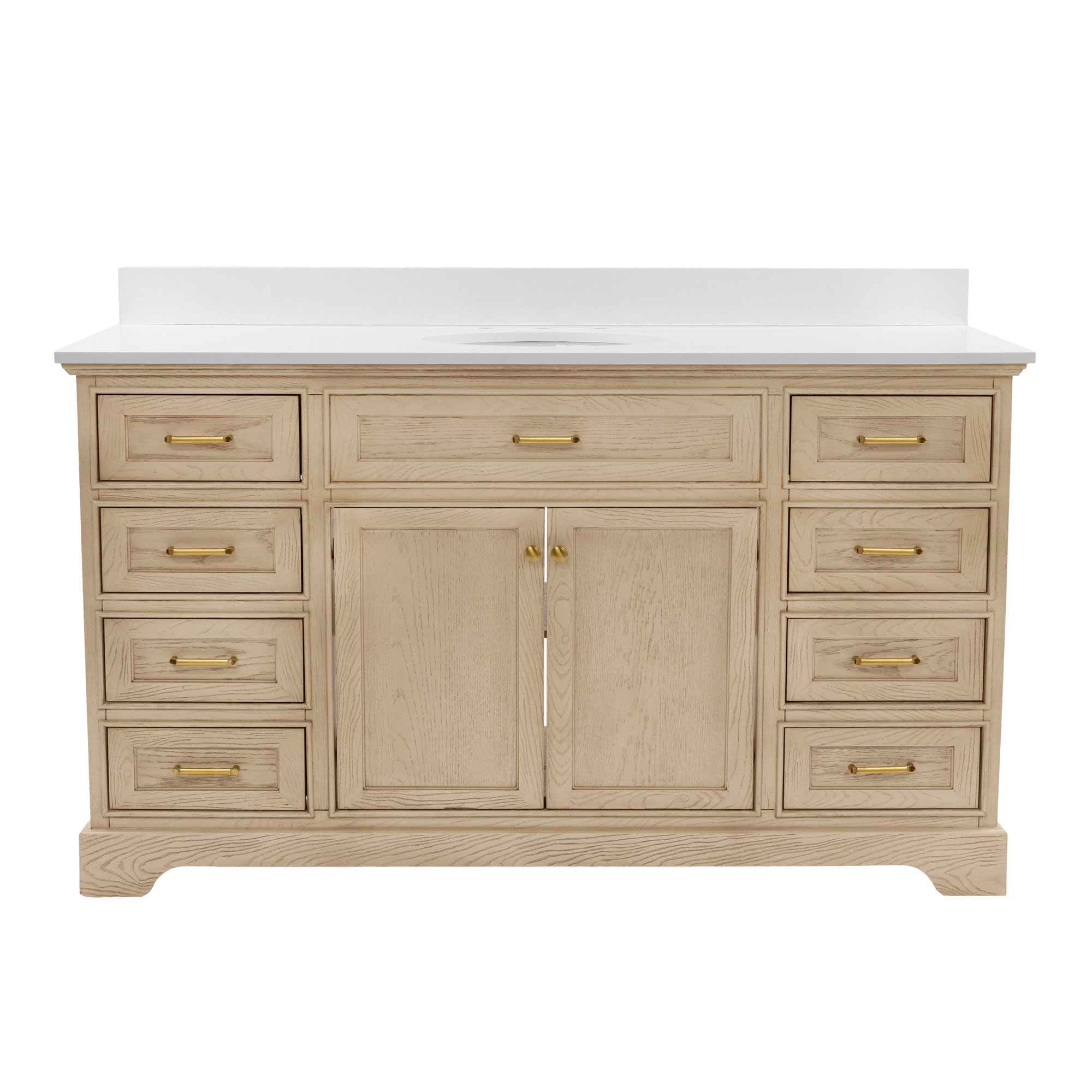 Ronnie 60'' Single Bathroom Vanity, Greige Oak, Engineered White