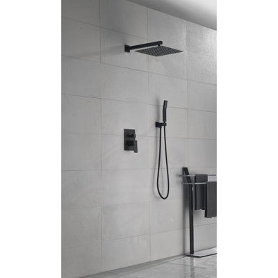 12" Shower Head In Matte Black - Natural Rainfall Replica, Self-Cleaning Jet, Rust Brass Material Wall Mounted Feeling, Nozzle, Rust- And Finish