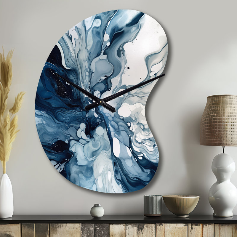 Horloge murale asymétrique en métal bleu gris et gris Elixir I - forme irrégulière, Petit