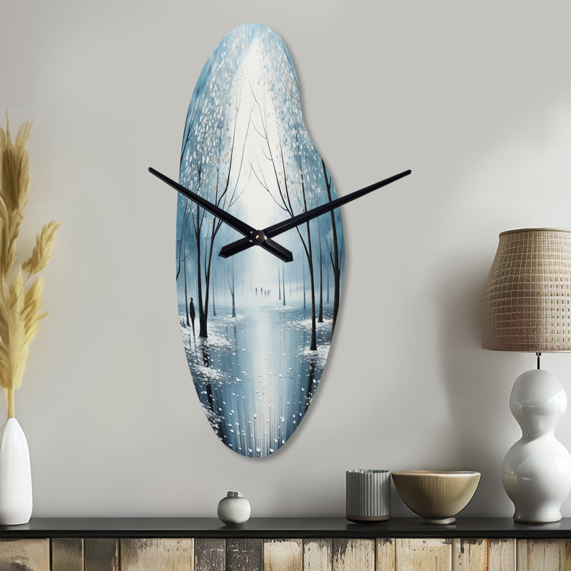Horloge murale pointue de style scandinave moderne bleu et blanc, impression d'horloge asymétrique, Moyenne