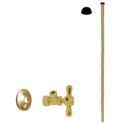 Trousse d'alimentation pour robinet et toilette 5/8 po x 3/8 po x P 20 po avec robinet d'arrêt à angle en croix