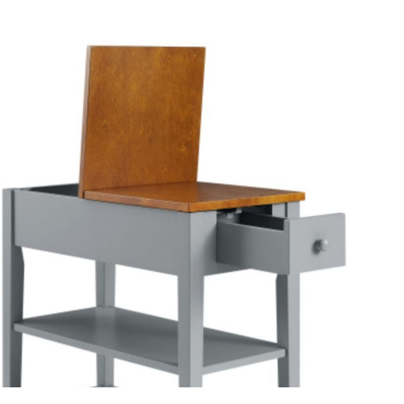 Table de bout avec ports de charge USB, l 11,8 po x P 24 po x H 24,2 po, Gris