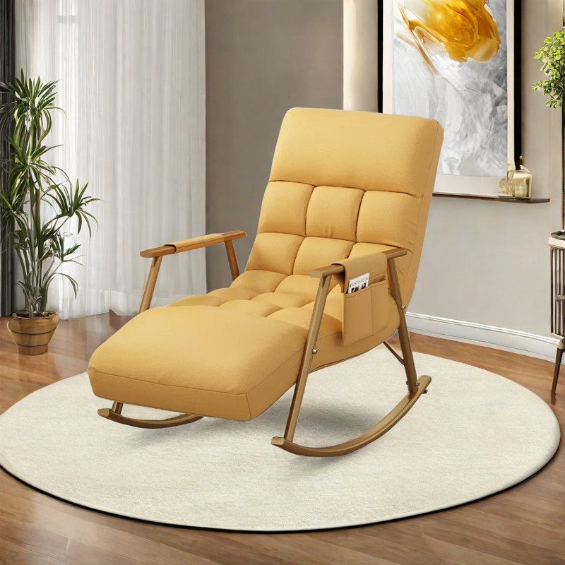 Chaise berçante réglable ergonomique en métal, Or, Jaune