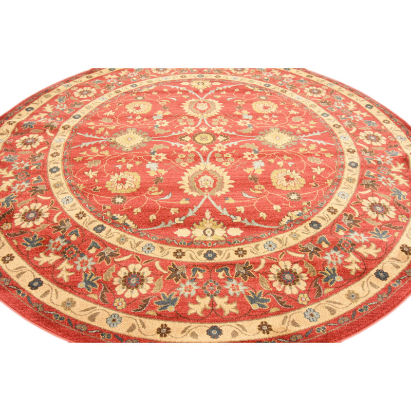 Tapis rouge / beige tissé à la machine Moore, Rectangle 8 pi x 11 pi