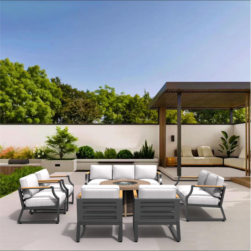 Kiminori 9 - Person Patio Conversation Set with Cushions