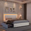 Structure de lit tapissier avec lumières DEL Rhythm Sync, tête de lit capitonnée à losange réglable, 4 tiroirs de rangement, aucun sommier nécessaire, velours crème-117445013-117445016