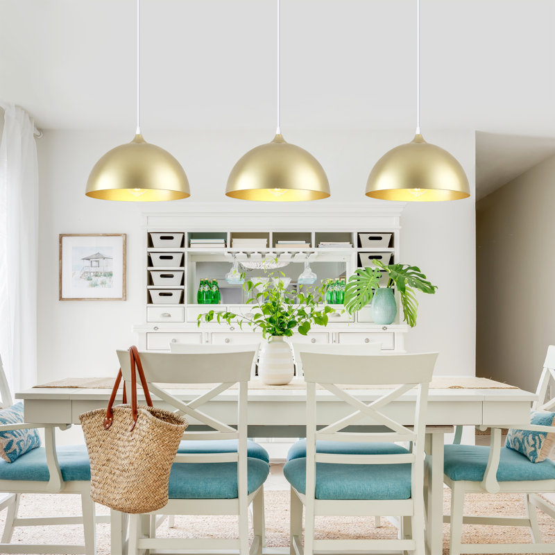 3 - Light 11.81'' Dome Pendant for Kitchen Island Modern Pendant Lighting Fixtures ( Set of 3), Gold