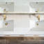 Solid wood 60'' Modern Wall Mounted Double Bathroom Vanity with Engineered Stone Top and Light-1982441034