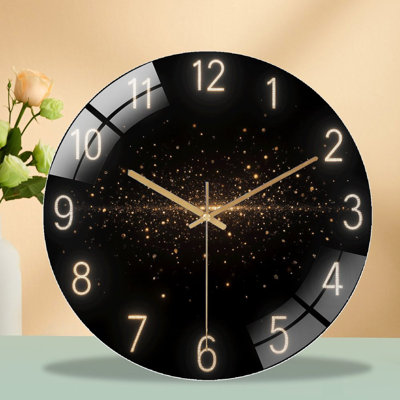 Horloge murale élégante avec paillettes scintillantes et art moderne - Horloge murale moderne en verre 12 po