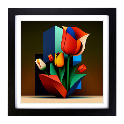 Tulip Flower Suprematism No.1 - Framed Print