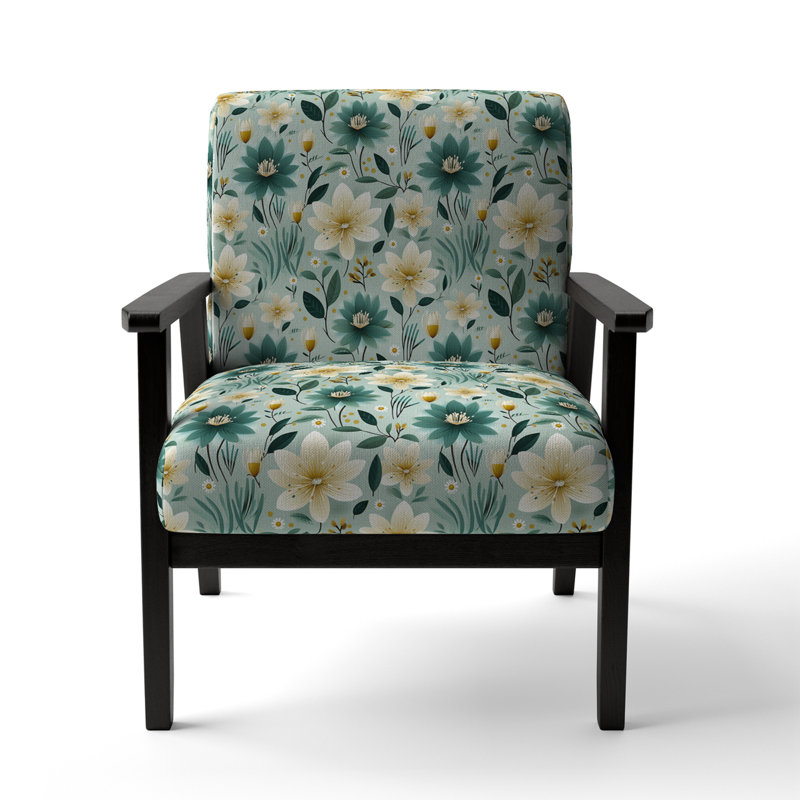 Vintage Romance Green Marvel Blooms - Upholstered Cottage Accent Arm Chair