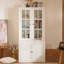 Vitrine de 75,25 po de hauteur avec portes en verre doubles, armoire à vaisselier de style traditionnel pour couloirs de salon, de cuisine, de maison, de studio ou d'espace de travail - blanc