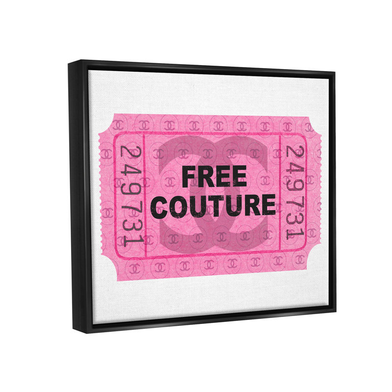 Art graphique «Free Couture» rose par Lil 'Rue, H 17 po x l 21 po x P 1,7 po, Cadre flottant noir de jais