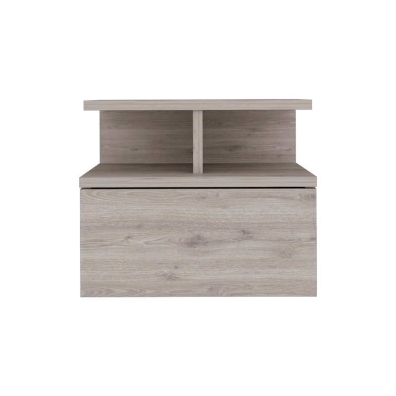 Stylish Floating Nightstand With Versatile Storage Options For Bedroom, Light Gray
