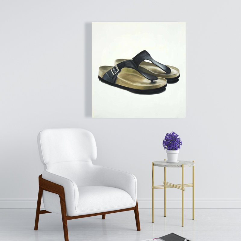 Chaussures, chambre à coucher, toile noire - Sandales, décoration murale