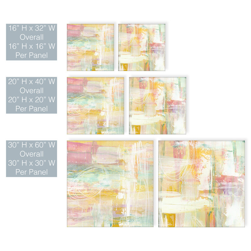 «Honey Peach Floral» par Jasmine Mills - ensemble de 2 reproductions d'art sur toiles tendues, H 16 po x l 32 po x P 1,5 po