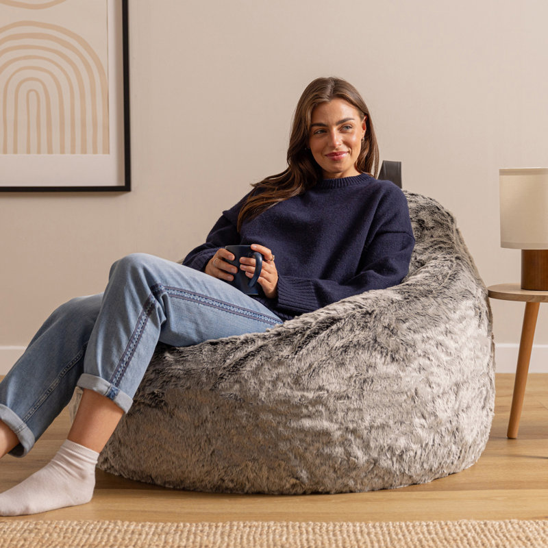 icon Cocoon Faux Fur Bean Bag, Grey