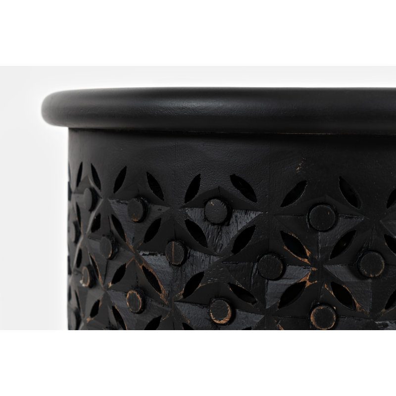 Phillipston Solid Wood Block End Table, Antique Black