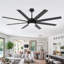 Ventilateur de plafond intelligent à DEL de 72 po avec variateur, télécommande et application de contrôle, pales en bois double face, éclairage DEL à 3 couleurs, moteur CC réversible à 6 vitesses, minuterie, tiges de suspension de 6 po/12 po-1247230779