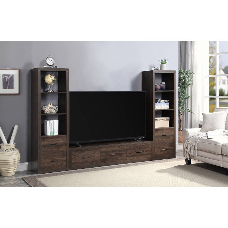 Harel 62'' Walnut Finish Media Console with Storage Cabinet