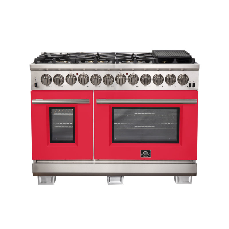 Capriasca - Cuisinière à carburant double autoportante de 30 po 4,32 pi³ avec veilleuse Titanium Professional, Rouge
