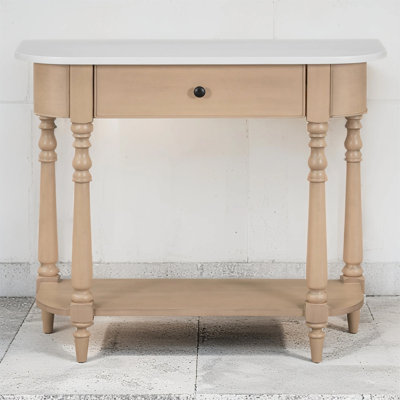 Pinewood Table With Drawer And Open Shelf