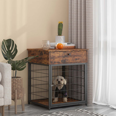 26,99 po x 26,99 po x 22,73 po - Table de bout en bois pour chien, table de couloir, table de vestibule avec tiroirs et tablettes