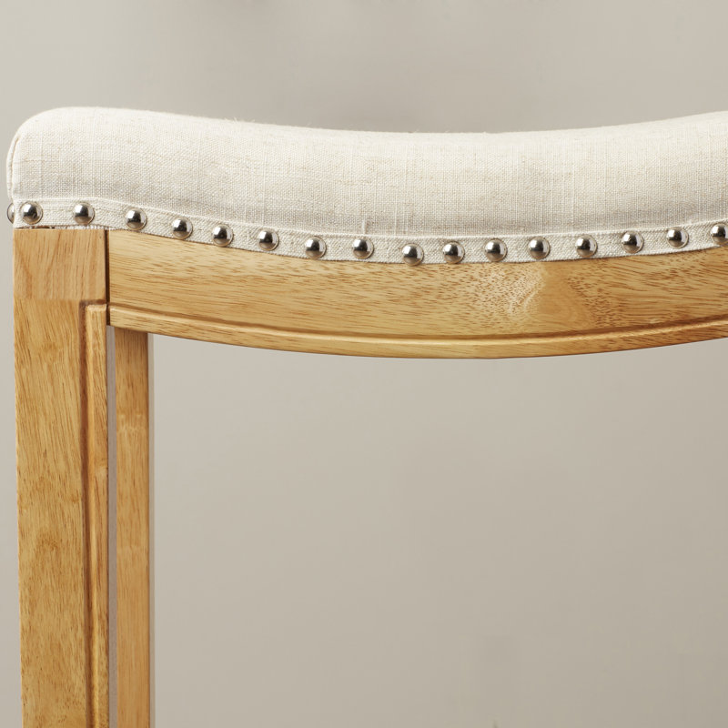 Eliana Upholstered 30'' Bar Stool with Solid Wood Frame, Natural, Counter Stool (30" Seat Height)