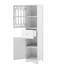 Armoire autoportante pour salle de bain - grande, blanche avec portes de rangement de porte et de tiroir-1572483094