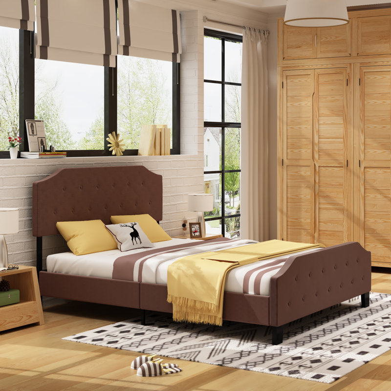 Tufted Platform Beds Bed, Brown