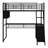 Loft Bed With Built-In Desk, Metal Twin Size Loft Bed Frame With LED And 4 Storage Shelves