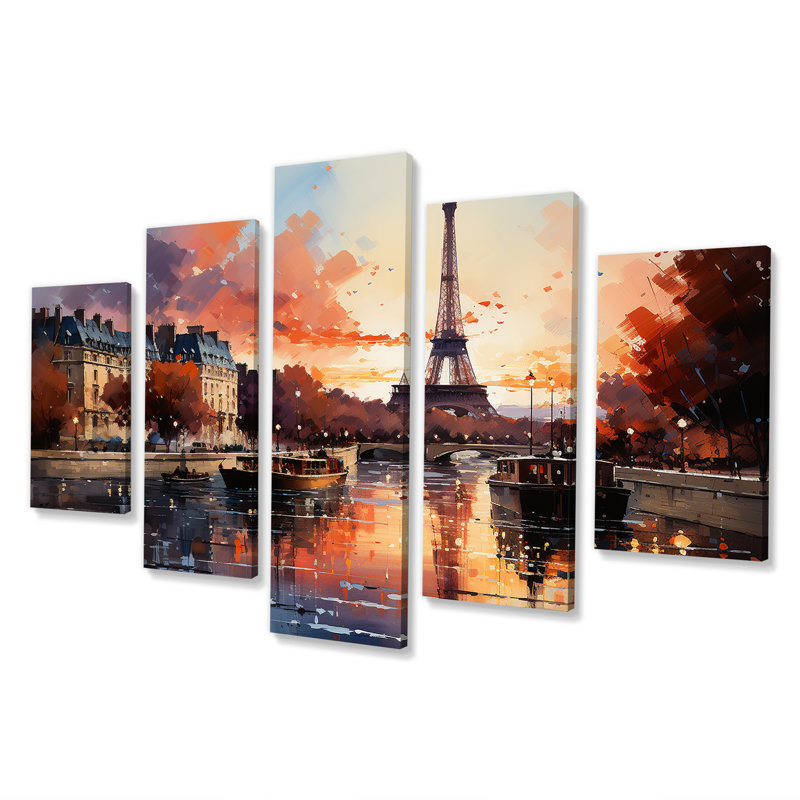 Automne, Paris, coucher de soleil, vue sur la Tour Eiffel - décoration murale Paris