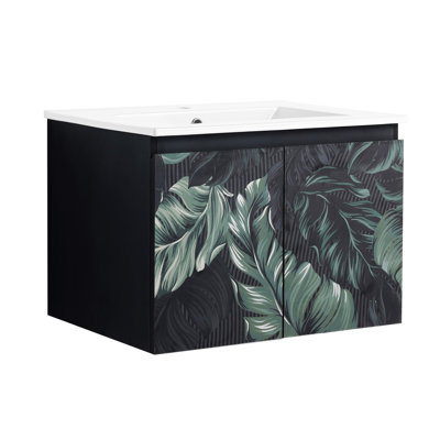 Rachon 24'' Floating Wall-Mounted Bathroom Vanity With Ceramics Sink & Soft-Close Cabinet Door, KD-Package