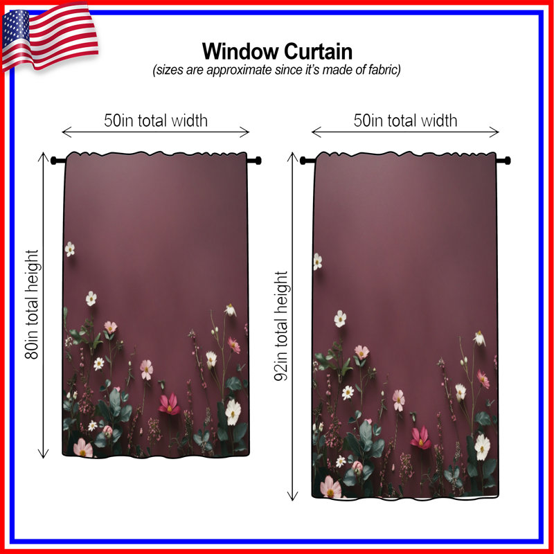 Rideaux à motif de fleurs blanches, voilages et voilages à motif floral - 1 panneau, 50" x 80" - 1 Panel, Transparent