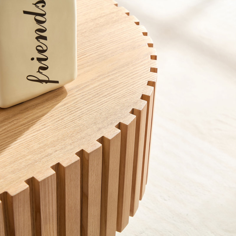 Table basse moderne, longueur de 43,70 pouces, panneau de fibres à densité moyenne et bois avec placage de bois, relief en bois massif, base robuste en panneau de fibres à densité moyenne, assemblage facile, multifonctionnel pour le bureau
