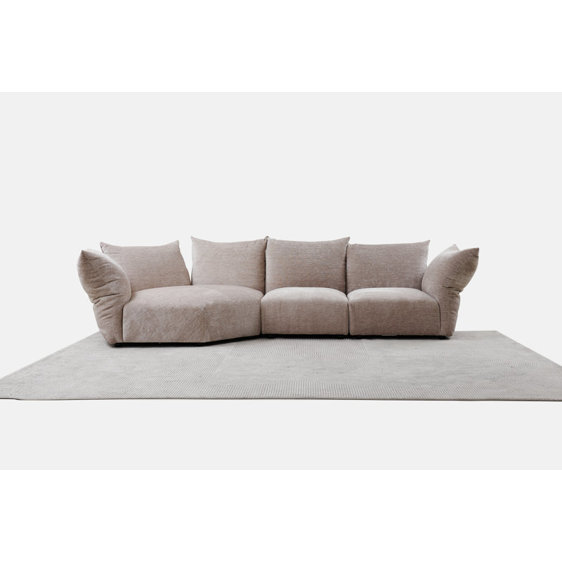 Edar 150'' Adjustable Back And Arm Reversible Sectional, Champagne Chenille