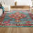 Lathan Bohemian FLAIR Boho Vintage Medallion Blue/Red Rug-179363735
