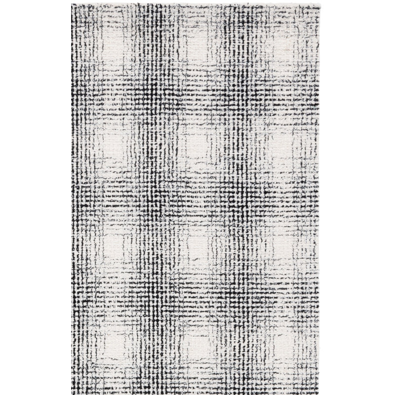 Cuda Ebony Hand Tufted Wool & Cotton Geometric Rug, Rectangle 3' x 5'