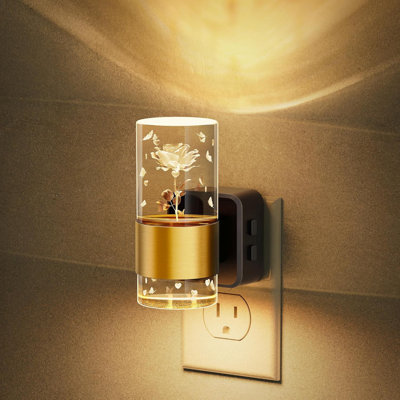 Single 3D Engraved Rose Night Light With Gold Ring, 3000K RGB, And Memory Settings
