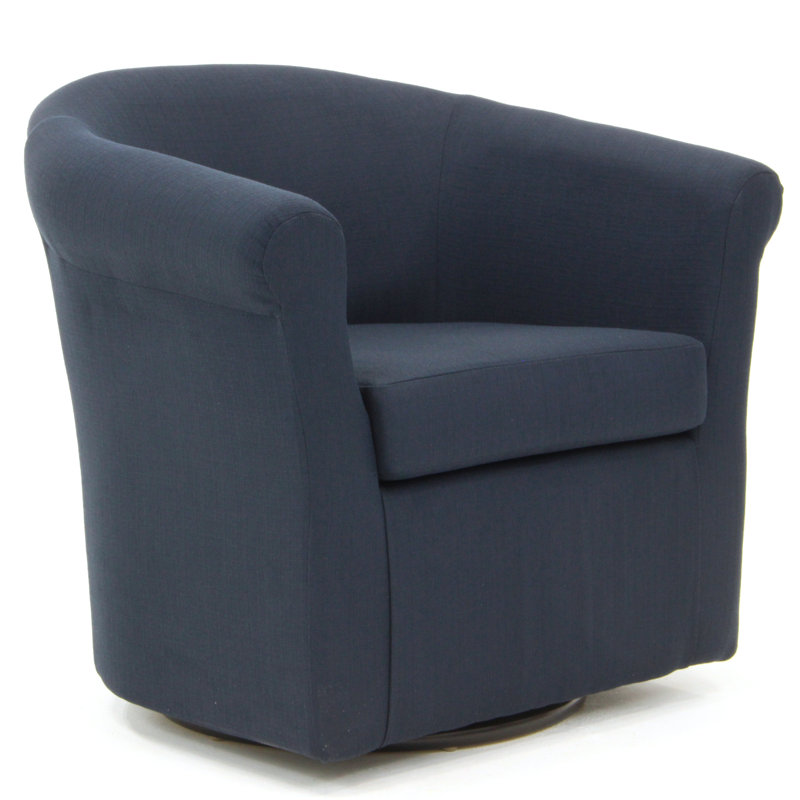 Anstett Upholstered Swivel Barrel Chair, Klein Midnight Basketweave