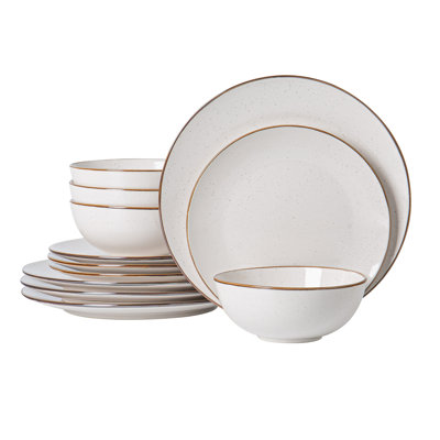 ALOFMO Sesame 12 Piece Stoneware Dinnerware Set, Service for 4