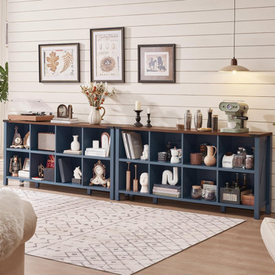 Farmhouse Wood Long Storage Organizer Bookcase