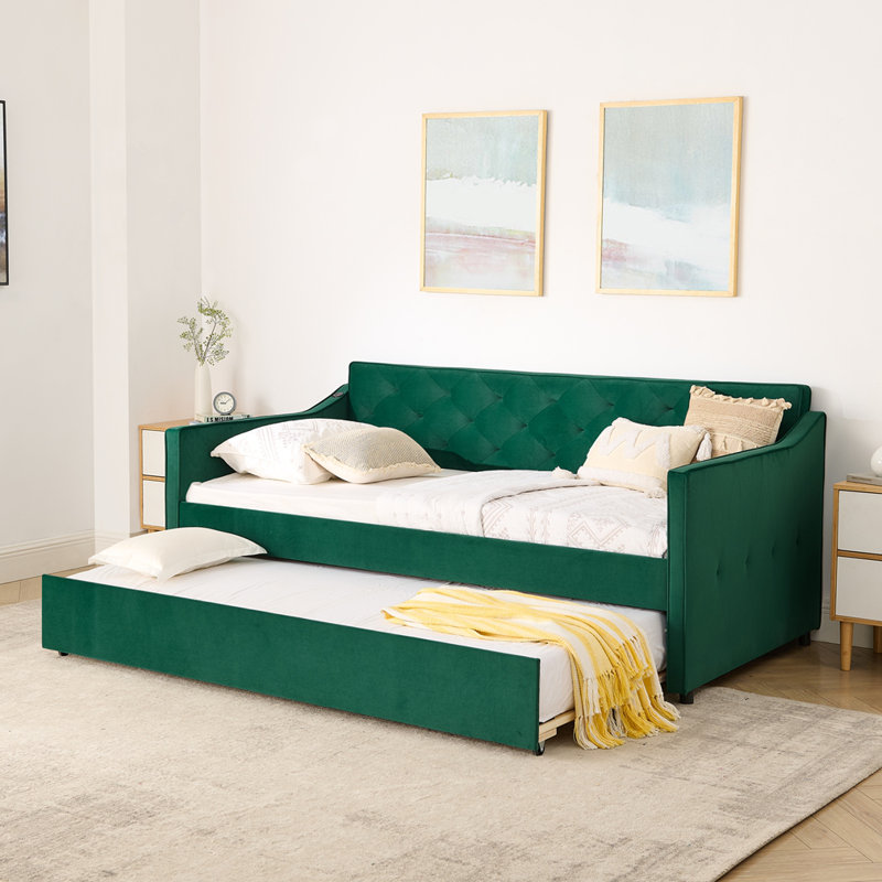3-in-1 Pull-Out Sofa Bed | Dual USB Ports, Green