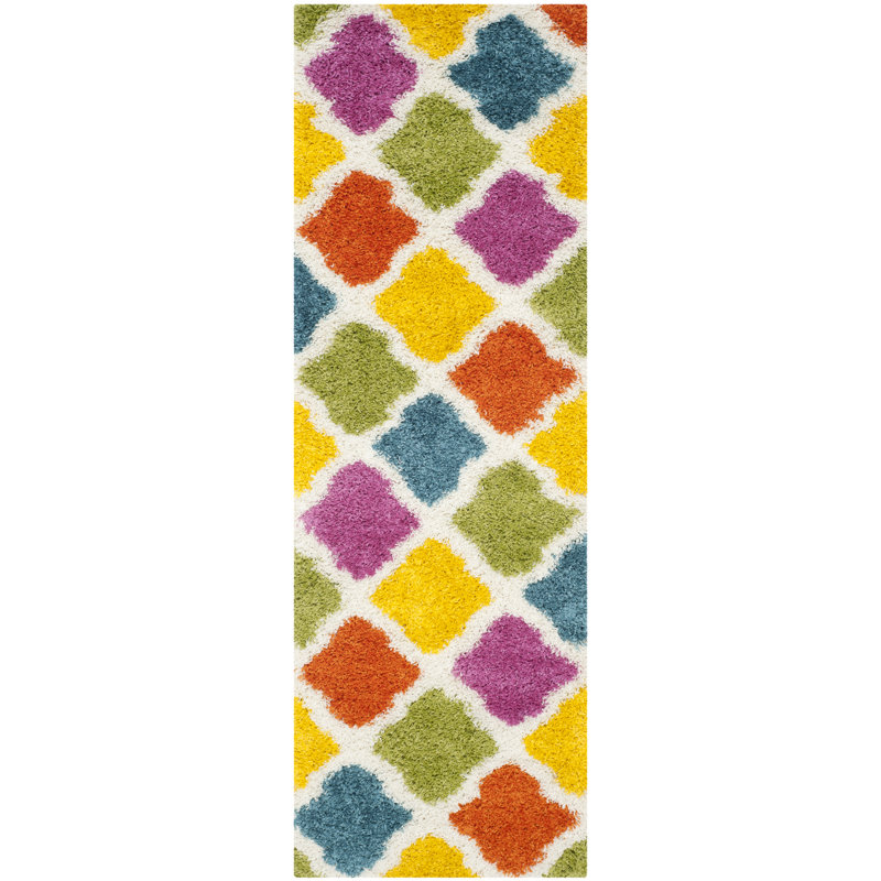 Ivory Performance Geometric Rug, Runner 2'3" x 9'