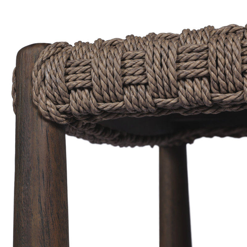 Savio Outdoor Stool, Dark Textured Woven