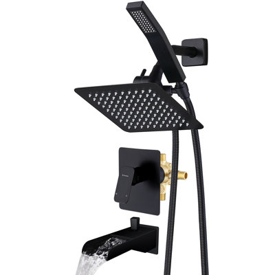 Ensemble de robinet de douche tout en métal de 8 pouces avec bec de baignoire