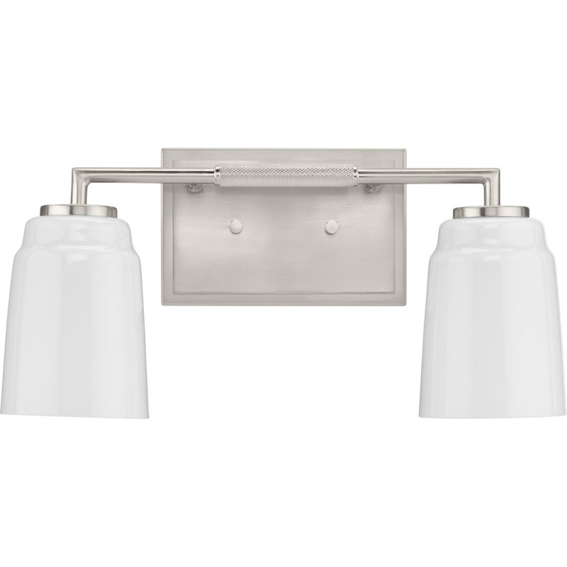 Two-Light Industrial Vanity Light, Brushed Nickel