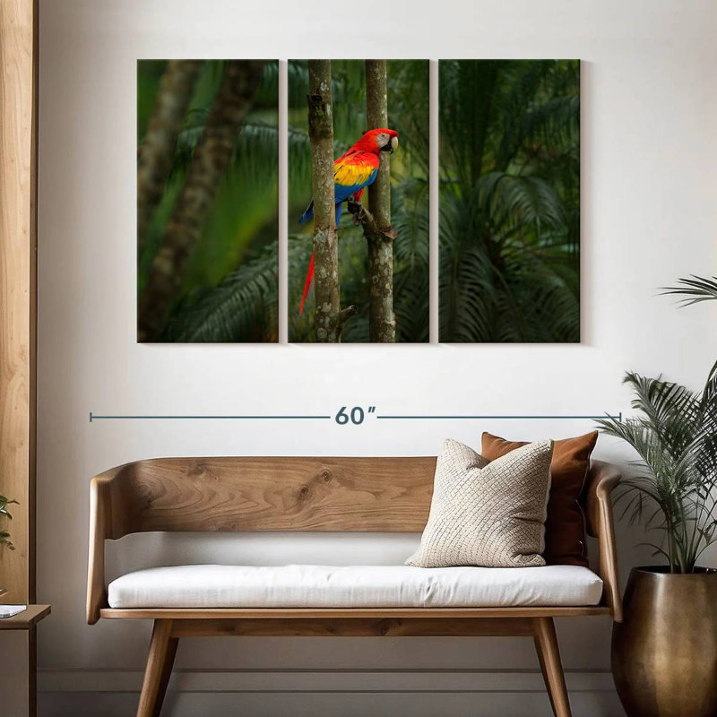 Brampt Wild Scarlet Macaw, 32" H x 50" W