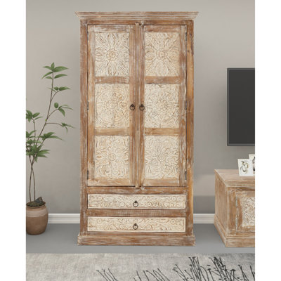 Daouha 2 Door Solid Wood Wardrobe