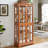 Curio Display Cabinet, Antique Display Cabinet With Glass Doors Adjustable Shelves For Collectibles Four Door Design Vintage Showcase For Home Or Office Antique Display Case E26 Bulb Included DARK OAK-303448599